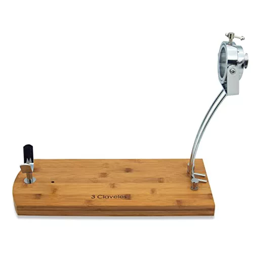 Soporte jamonero profesional plegable de madera y acero inoxidable antideslizante con sujeción tornillo ajustable