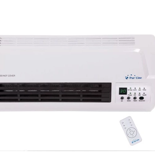 PURLIINE | Calefactor Cerámico Split de Pared 2000W, Mando a Distancia, Termostato Regulable y Diseño Moderno en Blanco 