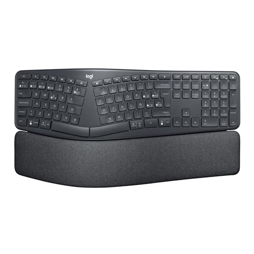 Logitech Ergo K860 Teclado inalámbrico y ergonómico - Teclado Partido, reposamanos, Escritura Natural, conectividad Bluetooth y USB, Compatible con Windows/Mac, Disposición QWERTY Español - Grafito