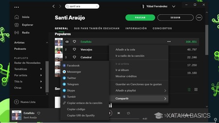 Spotify: ¿cómo enviar una parte específica de una canción en el reproductor  de música?