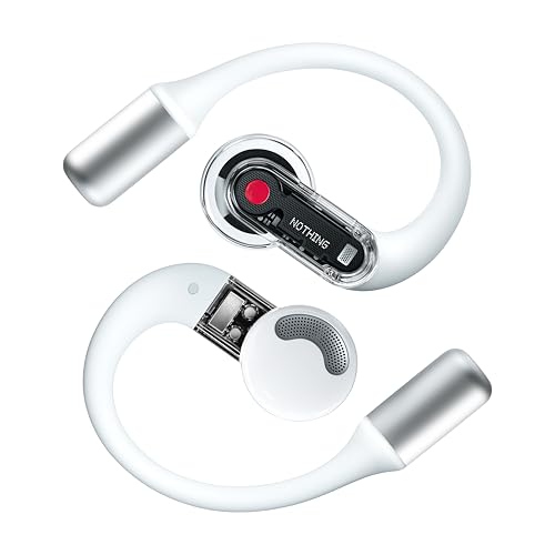 Nothing Ear (Open) Auriculares inalambricos Bluetooth con Tecnología Open Sound, Dos micrófonos + Clear Voice por IA, 30 Horas de reproducción de música y EQ avanzado - Blanco