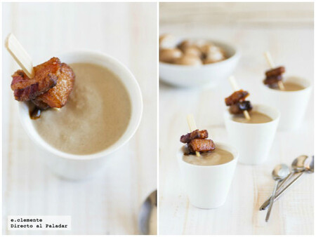 Crema De Champinones Portobello Con Su Tocino Caramelizado