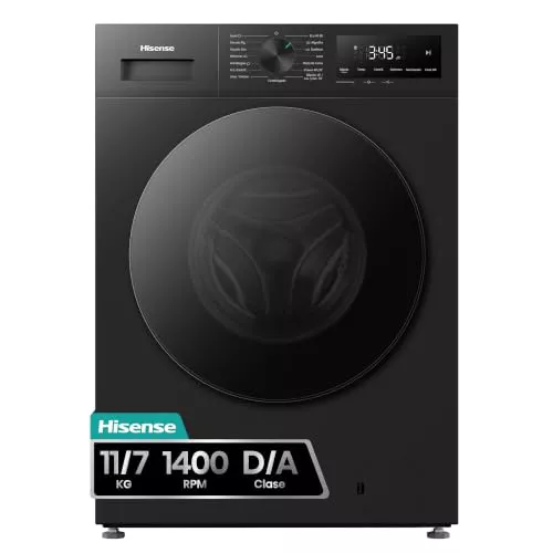 Hisense WD1I1142BBL2 - Lavasecadora 11 kg/7 kg, Fondo 59cm, 1400 rpm