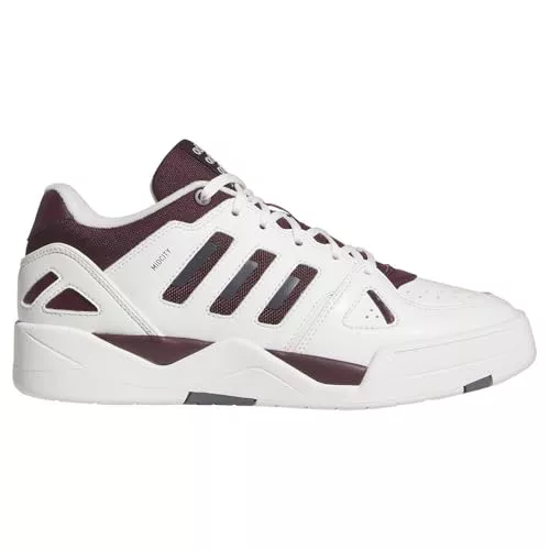 adidas MIDCITY Low Shoes, Zapatillas de Baloncesto Hombre, Core White/Maroon/Grey Four, 45 1/3 EU