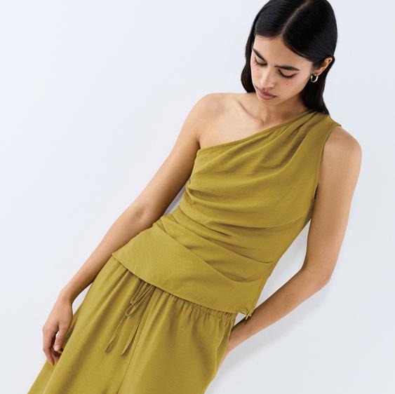 Top rústico asimétrico