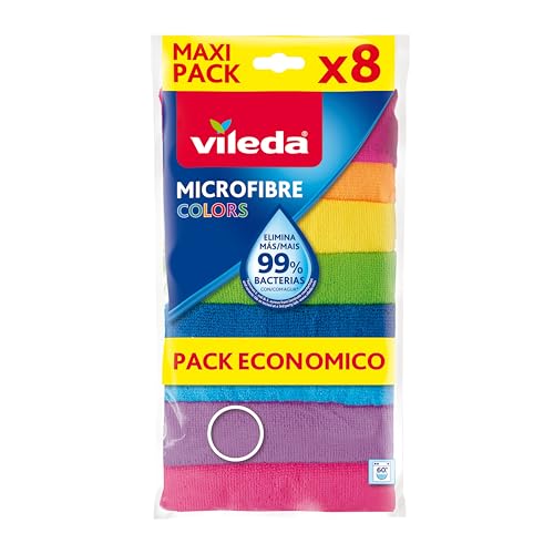 Vileda - Set de 8 bayetas Microfibras Colors