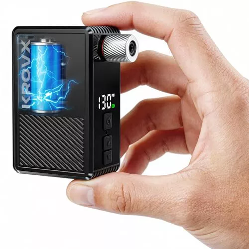 Mini Bomba Inflador Bicicleta Eléctrico,MAX 130 PSI,Inflado Rápido 35s,3 in 1 Bomba Bicicleta Recargable Compatible con Manómetro Válvulas Presta y Schrader para Bicicleta MTB y Carretera