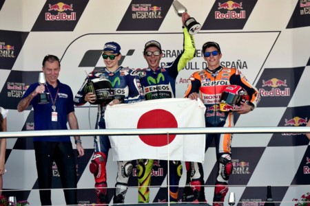 Podio de récord en Jerez. Valentino Rossi, Jorge Lorenzo y Marc Márquez siguen destrozando los números
