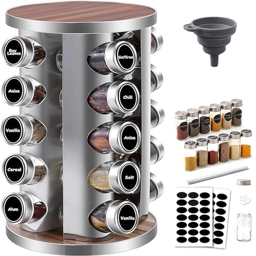 Especiero para Cocina con 20 Botes Cristal 