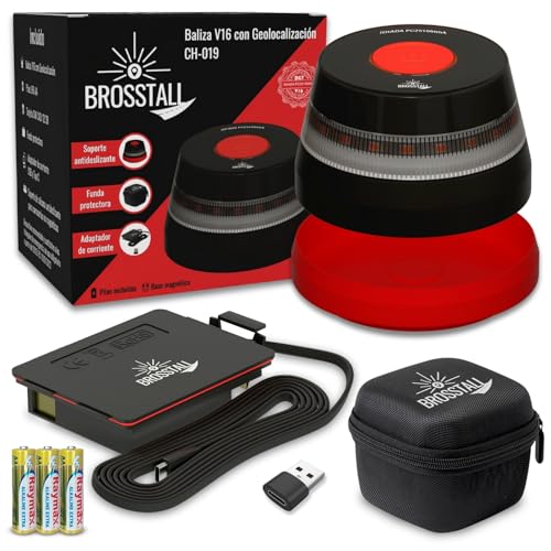 Brosstall Baliza V16 Homologada DGT con Geolocalización + accesorios