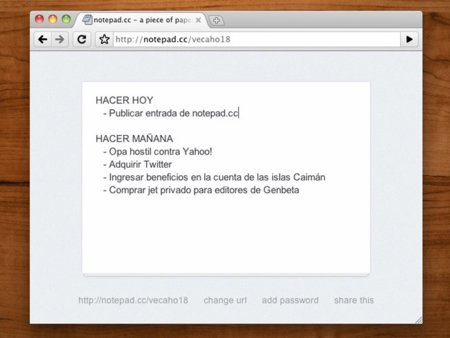 Notepad.cc, lo más simple y efectivo para gestionar notas o tareas en la nube