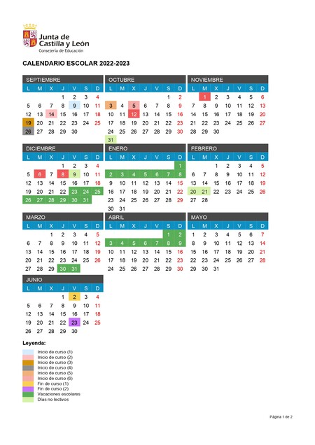 Calendario Escolar 2022 2023-CastillayLeon