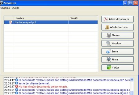 Sinadura, aplicación de firma digital de PDF