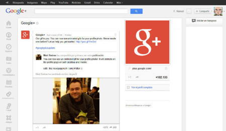Google+ permite el uso de GIFs animados como imagen de perfil