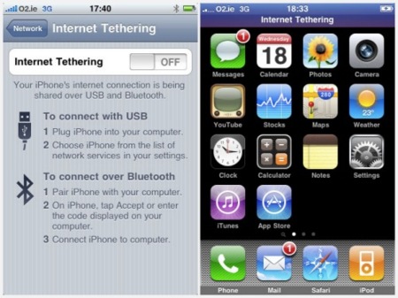 El iPhone OS 3.0 incluye soporte para compartir la conexión de datos con el ordenador