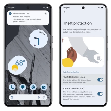 Android の盗難防止設定画面は次のようになります。