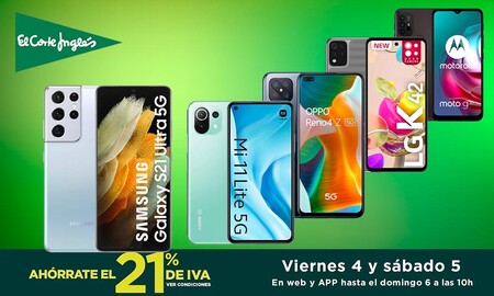 Estrenar smartphone te sale más barato si aprovechas los Días sin IVA de El Corte Inglés: 30 modelos de Samsung, Xiaomi, OPPO o LG superrebajados
