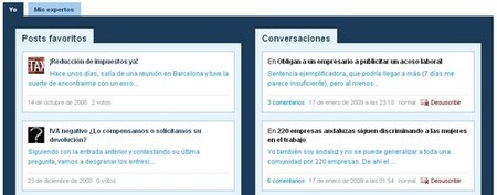 Posts favoritos y conversaciones