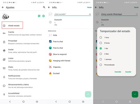 Selector de Estado en WhatsApp