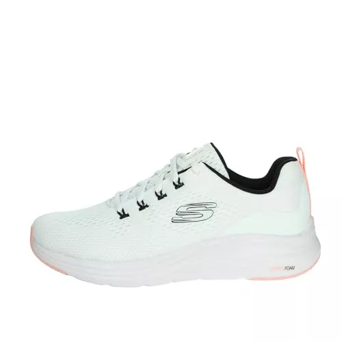 Skechers Vapor Foam Fresh Trend, Zapatillas de Deporte Mujer, Malla Blanca Ribete Coral Negro, 40 EU