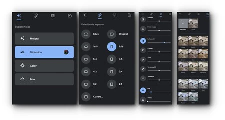 これらは、Google フォト エディターの Web バージョンに含まれる 4 つのメニューです