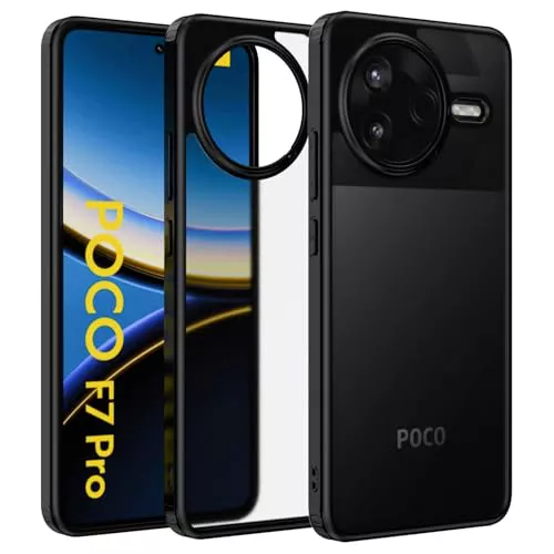 ZHMECOCASE Funda para Xiaomi Poco F7 Pro – [Translúcido Mate] [Protección de Grado Militar] [Diseño híbrido Ultrafino] Carcasa de teléfono antigolpes (Negro)