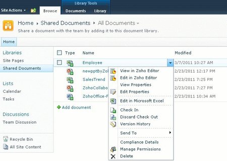 Nuevo complemento de Zoho para SharePoint