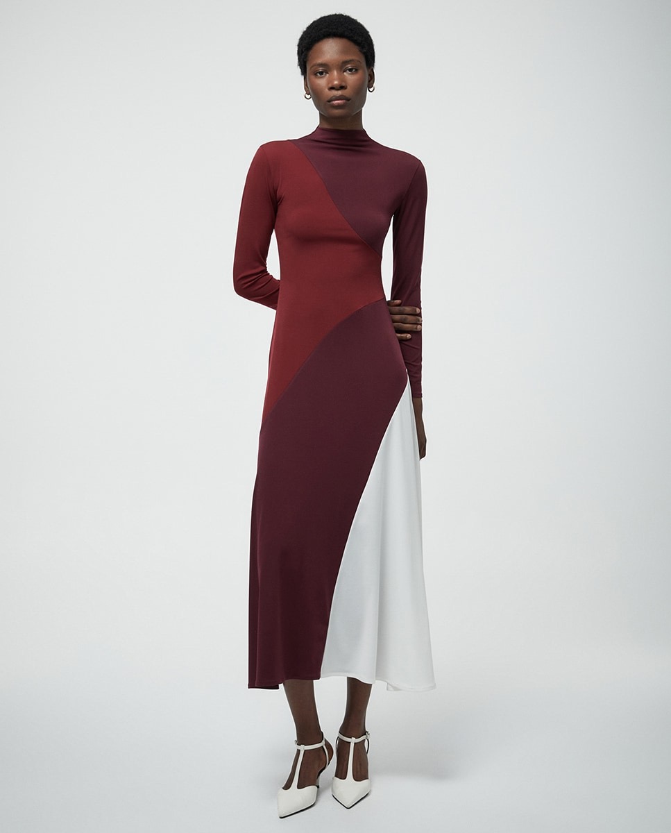 Vestido midi tricolor Sfera