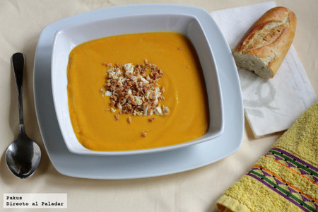 Crema anisada de calabaza asada, zanahoria y patata. Receta