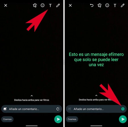 Whatsapp の一時的なテキスト