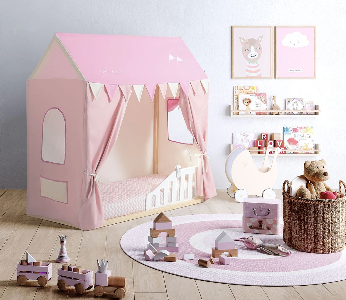 Vestidura textil para Casita/Cama Tipi Micuna Cover House Pink Camp rosa