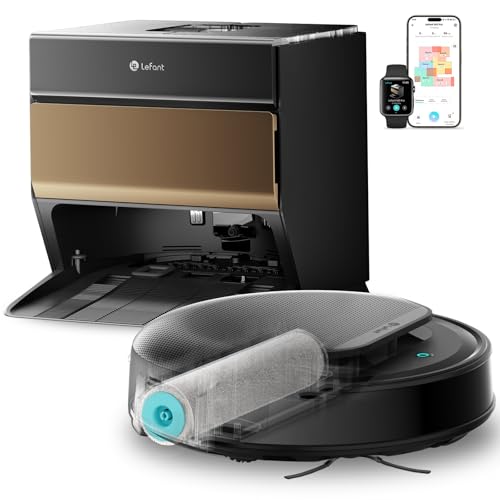 Lefant M5 Pro Robot Aspirador y Fregasuelos con Base de Autovaciado, 120 Días Autolimpieza, 18000 Pa, Autovaciado 3,2L, Lavado 75℃, Navegación Láser dToF, 5G WiFi/App/Alexa