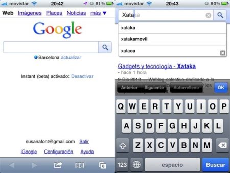 Google Instant llega a los móviles de España