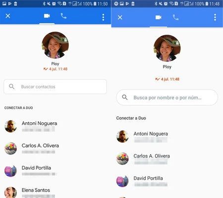 新しい Duo スキン (左) と以前のスキン (右)