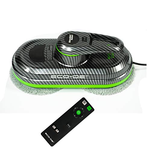 ECODE® Robot Limpiacristales Absolut Carbon WINCLEAN, Limpiavidrios, Automático,Mando Distancia, AFS Sistema Anticaidas, 3 Programas, 12 mopas Incluidas ECO-996