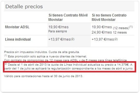 Movistar sube el precio del alquiler de línea con efecto retroactivo desde el 1 de abril