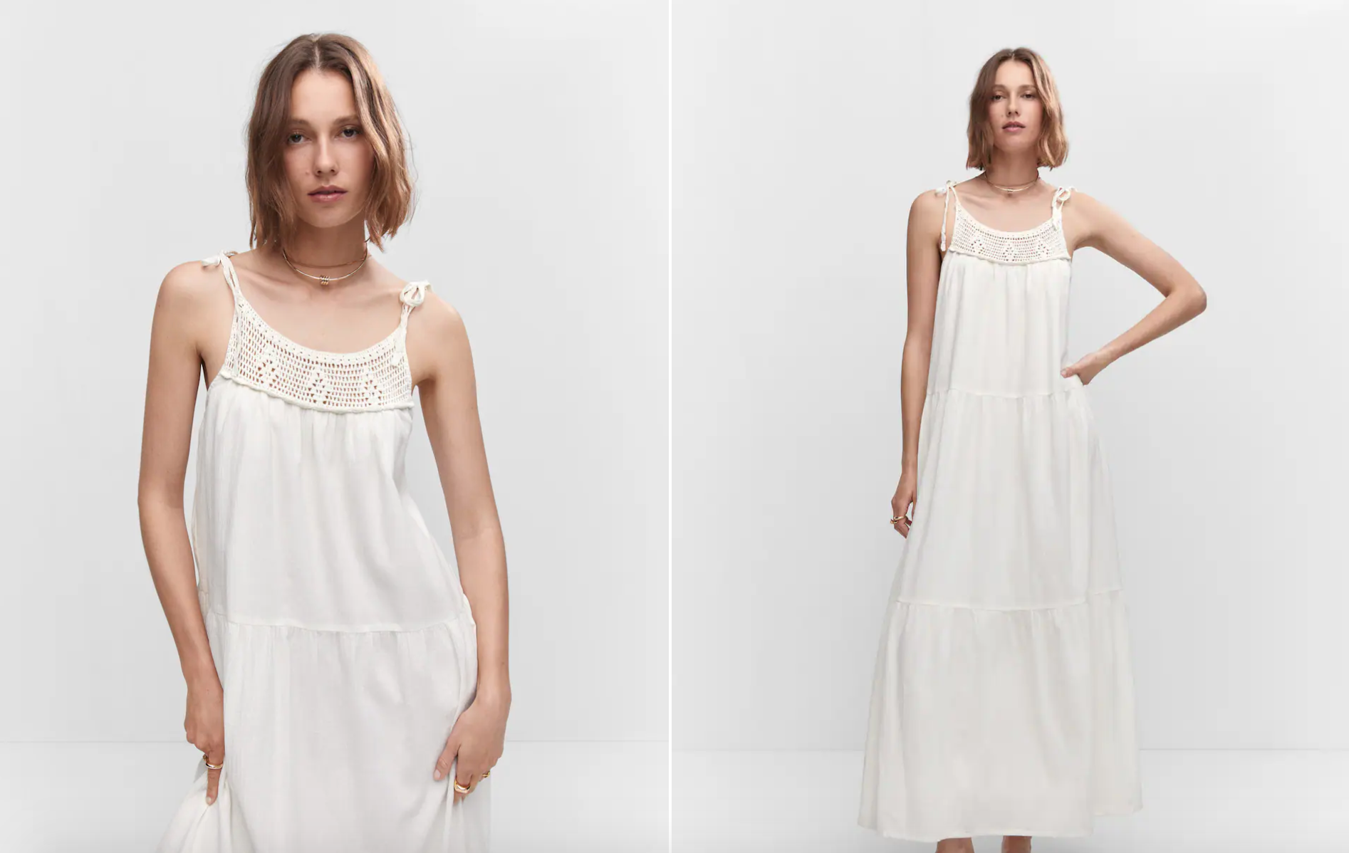 Vestido blanco con detalle de crochet