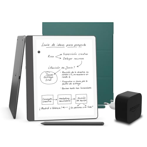 Kindle Scribe (versión 2024) de 16 GB + una funda basada en plantas de Amazon y un adaptador de corriente Amazon Powerfast de 9 W