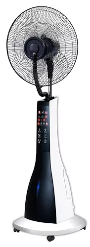 SILVANO Ventilador Nebulizador de Pie 90W con Mando a Distancia | Ventilador con Agua y Pulverizador | 3 Velocidades, Temporizador y Oscilación | Silencioso | Depósito 2,8–3L (MistFlow Pro)