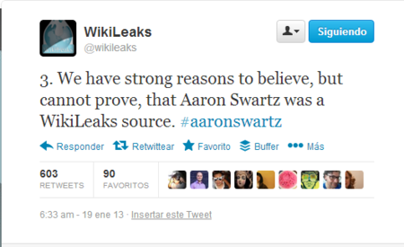3 Wikileaks apunta a Aaron Swartz, como fuente propia. Las sospechas del caso se disparan