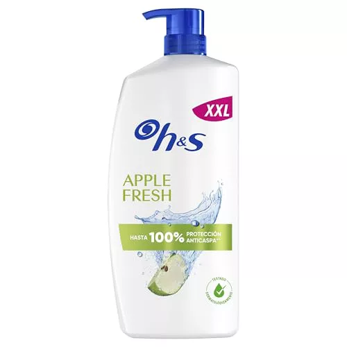 H&S Apple Fresh Champú Anticaspa 1000ml Con Dispensador, Para Uso Diario. Hasta 100% De Protección Anticaspa, Clínicamente Probado. Para Todo Tipo de Pelo y Cuero Cabelludo. Frescor, Aroma a Manzana