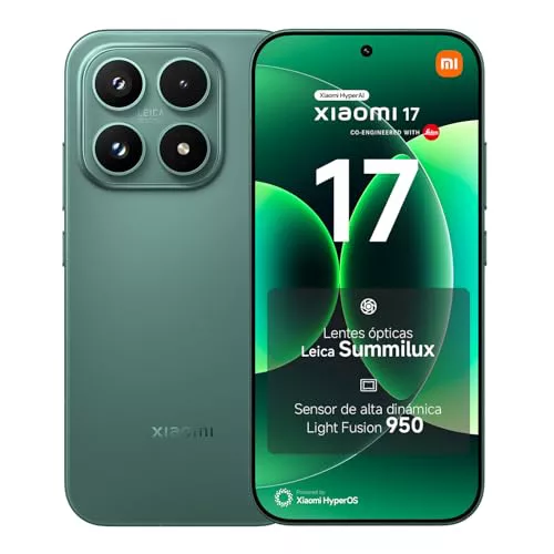 XIAOMI 17 - Smartphone de 12+512GB, Lentes óptica Leica Summilux, Snapdragon 8 Elite Gen 5, HyperAI, 1 año de garantía Extra, Cargador no Incluido, Verde (Versión ES)