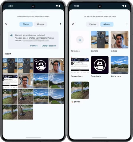 Google フォトからの写真を含む新しい写真ピッカー。 Android Authority からのスクリーンショット