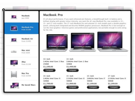 Novedades en la Apple Store: ahora podemos comparar varias configuraciones y precios de ordenadores al mismo tiempo
