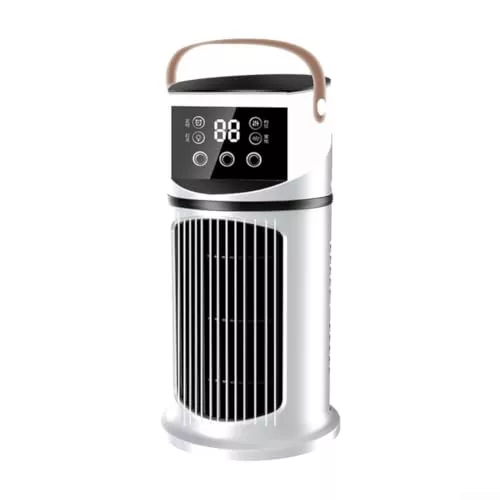 Aire acondicionado portátil 4 en 1 con ventilador de refrigeración y modo de suspensión con temporizador de 24 horas de bajo nivel de ruido para el hogar, oficina, camping, viaje, material ABS blanco