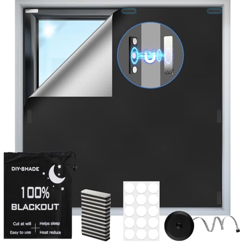 300x148cm Estor Opaco Magnético, Estor Térmico Opaco sin Taladrar, Anti-Ultravioleta,Protección Solar,100% Tela Oscurecedora para Ventanas Dormitorio Caravana