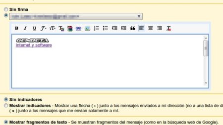 Gmail permite insertar firmas de texto enriquecido