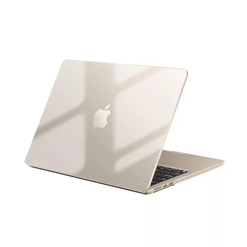 EooCoo Funda Compatible con MacBook Air 13.6 Pulgadas M4 M3 M2 2025 2024 2022 A3240 A3113 A2681 con Touch ID, Carcasa de Rígida Plástico Mac 13 Cover Case Duro Protectora - Cristal Blanco Estrella