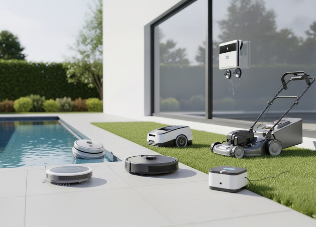 Los robots aspiradores han tenido descendencia: ahora también limpian el fondo de las piscinas, limpian cristales y cortan el césped 