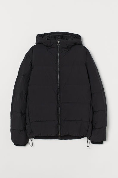 Black down jacket with hood